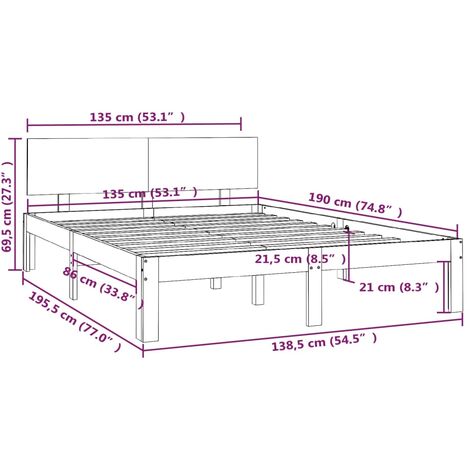 Bed Frame without Mattress White 135x190cm Double vidaXL