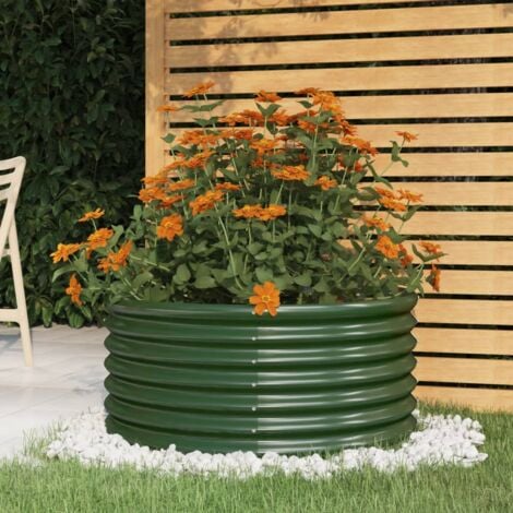 Garden Planter Powder-coated Steel 80x80x36 cm Green vidaXL