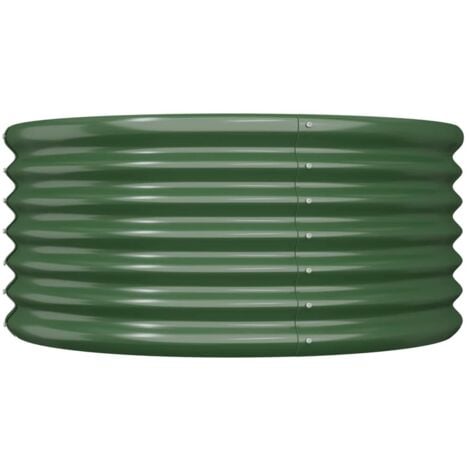 Garden Planter Powder-coated Steel 80x80x36 cm Green vidaXL