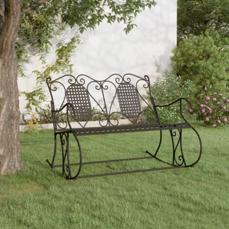 Rocking Bench Black Steel Standard Rocking Bench Rectangular vidaXL (1/5)