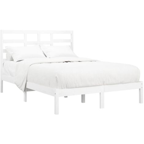 Bed Frame without Mattress White Solid Wood 160x200 cm vidaXL