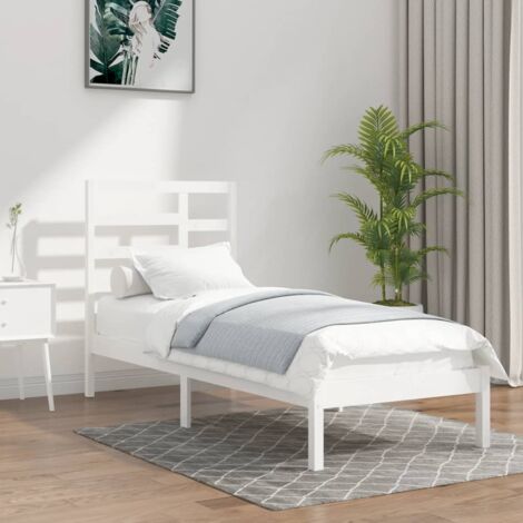 Bed Frame without Mattress White Solid Wood 90x190 cm Single Single vidaXL (1/5)