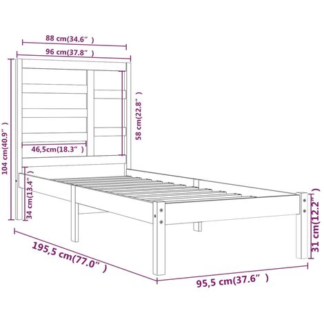 Bed Frame without Mattress Solid Wood 90x190 cm Single Single vidaXL