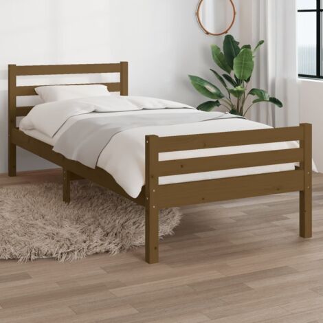 Bed Frame without Mattress Honey Brown Solid Wood 75x190 cm Small Single vidaXL (1/5)
