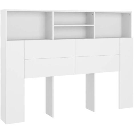Headboard Cabinet White 140x19x103.5 cm vidaXL