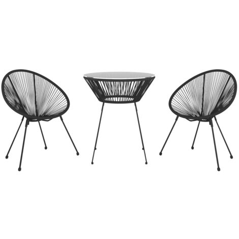 3 Piece Garden Dining Set Black vidaXL