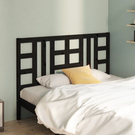Bed Headboard Black 166x4x100 cm Solid Wood Pine vidaXL (1/5)