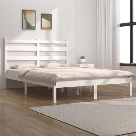 Bed Frame without Mattress White Solid Wood Pine Small Double vidaXL (1/5)