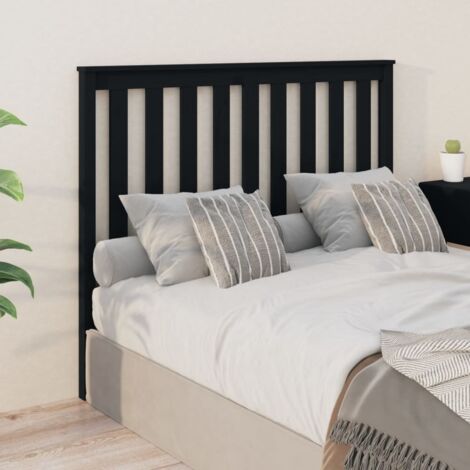 Bed Headboard Black 126x6x101 cm Solid Wood Pine vidaXL (1/5)