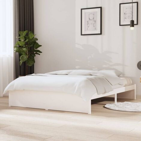 Bed Frame without Mattress White Solid Wood 140x190 cm vidaXL (1/5)