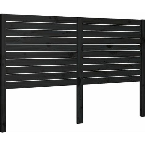 Bed Headboard Black 146x4x100 cm Solid Wood Pine vidaXL