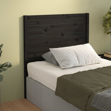 Bed Headboard Black 81x4x100 cm Solid Wood Pine vidaXL