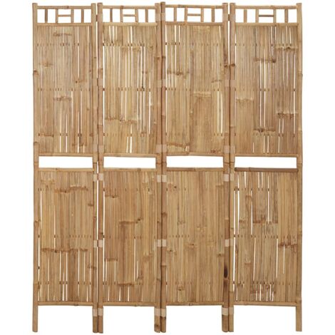 4-Panel Room Divider Bamboo 160x180 cm vidaXL