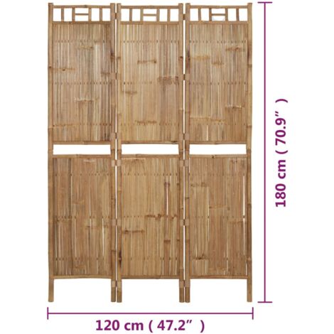 3-Panel Room Divider Bamboo 120x180 cm vidaXL