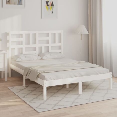 Bed Frame without Mattress White Solid Wood 140x200 cm vidaXL (1/5)