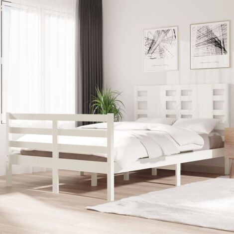 Bed Frame without Mattress White 120x200 cm Solid Wood Pine vidaXL (1/5)