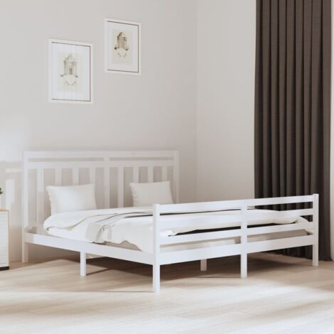 Bed Frame without Mattress White 200x200 cm Solid Wood vidaXL (1/5)