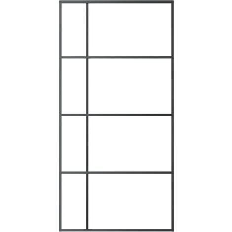 Sliding Door Frosted ESG Glass and Aluminium 102.5x205 cm Black vidaXL