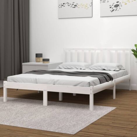 Bed Frame without Mattress White Solid Wood Pine 200x200 cm vidaXL (1/5)
