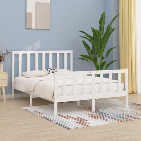 Bed Frame without Mattress White 140x200 cm Solid Wood vidaXL (1/5)