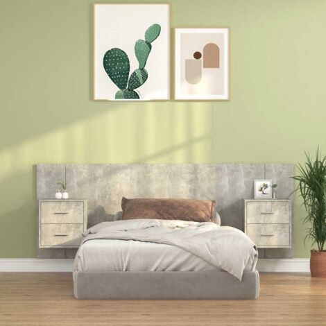 Bed Headboard with Cabinets Concrete Grey Engineered Wood vidaXL