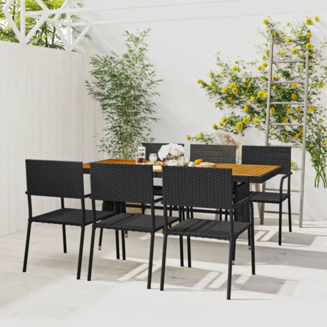 Outdoor Dining Set  Black  PE rattan, steel, solid acacia wood vidaXL (1/5)