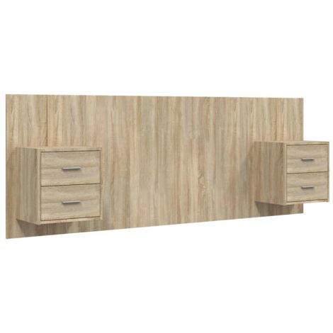 Bed Headboard with Cabinets Sonoma Oak Engineered Wood vidaXL