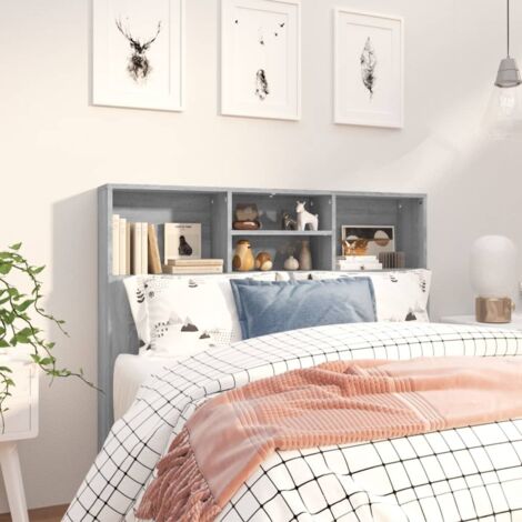 Headboard Cabinet Grey Sonoma 120x19x103.5 cm vidaXL
