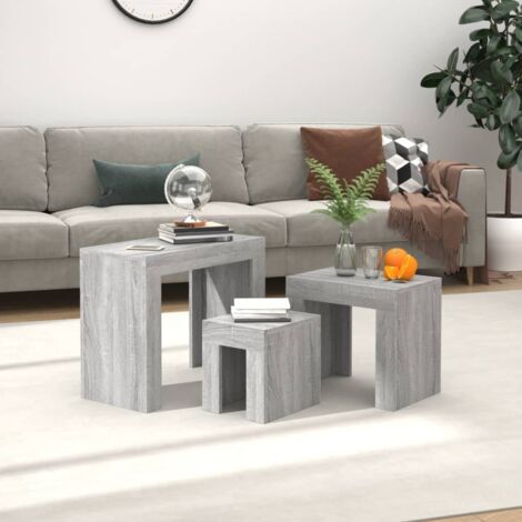 Nesting Coffee Tables 3 pcs Grey Sonoma Engineered Wood vidaXL