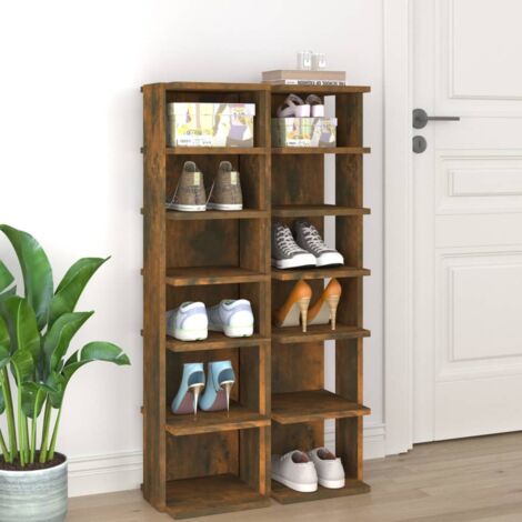 Shoe Racks 2 pcs Smoked Oak 27.5x27x102 cm Engineered Wood vidaXL