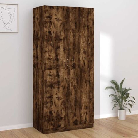 Wardrobe Smoked Oak 90x50x200 cm Engineered Wood vidaXL