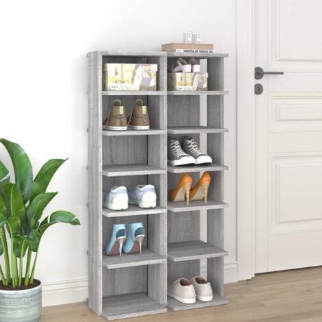 Shoe Racks 2 pcs Grey Sonoma 27.5x27x102 cm Engineered Wood vidaXL