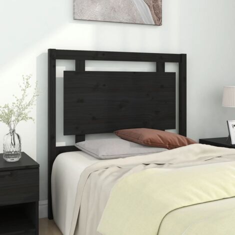 Bed Headboard Black 95.5x4x100 cm Solid Pine Wood vidaXL (1/5)