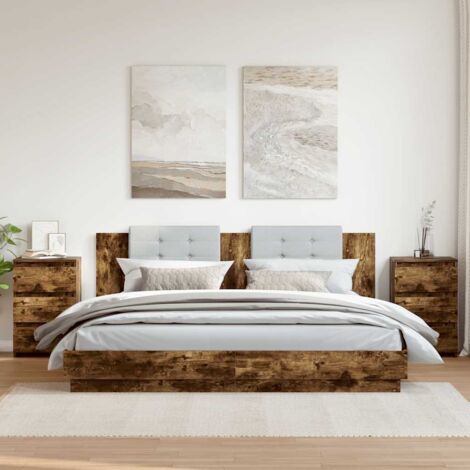 Bed Cabinets 2 pcs Smoked Oak 40x35x62.5 cm Engineered Wood vidaXL