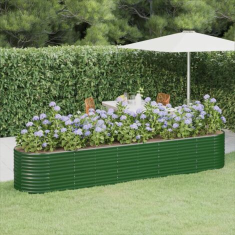 Garden Raised Bed Galvanised Steel 368x80x68 cm Green vidaXL
