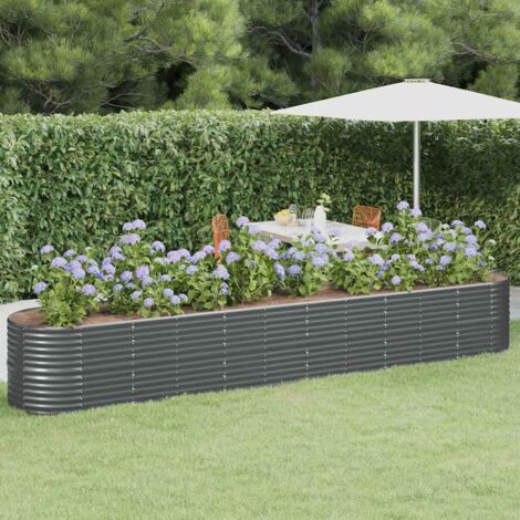 Garden Raised Bed Galvanised Steel 440x80x68 cm Anthracite vidaXL