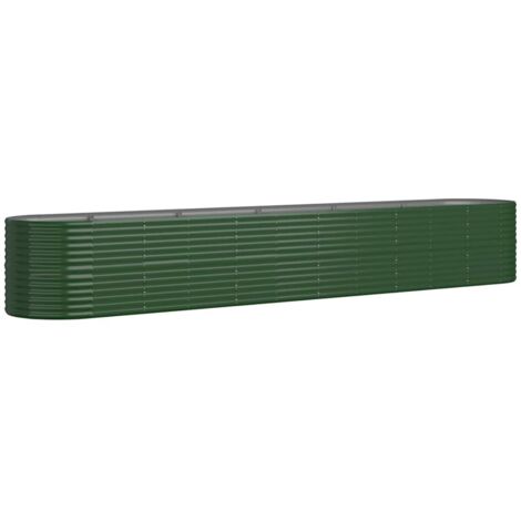 Garden Raised Bed Powder-coated Steel 440x80x68 cm Green vidaXL
