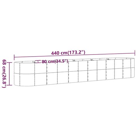 Garden Raised Bed Powder-coated Steel 440x80x68 cm Green vidaXL