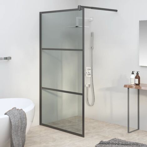 Walk-in Shower Wall 115x195cm Dark ESG Glass Black vidaXL