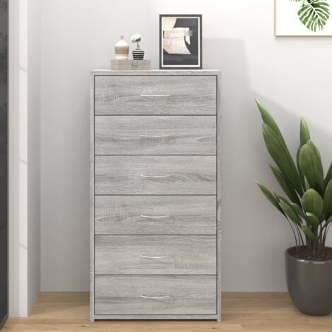 Sideboard with 6 Drawers Grey Sonoma 50x34x96 cm Engineered Wood vidaXL