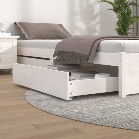 Bed Drawers 2 pcs White Solid Wood Pine vidaXL