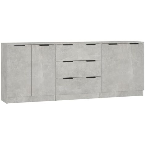 3 Piece Sideboards Concrete Grey Engineered Wood vidaXL