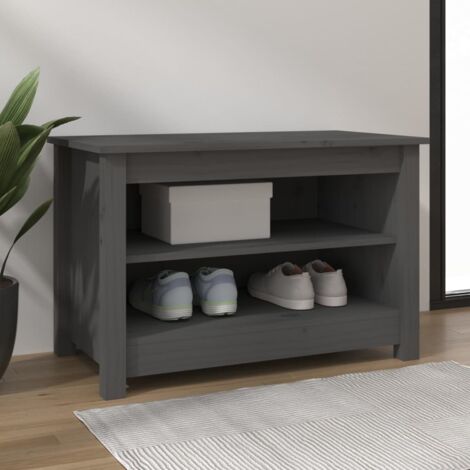 Shoe Bench Grey 70x38x45.5 cm Solid Wood Pine vidaXL