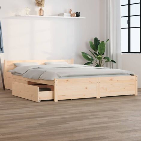 Bed Frame without Mattress with Drawers King Size vidaXL