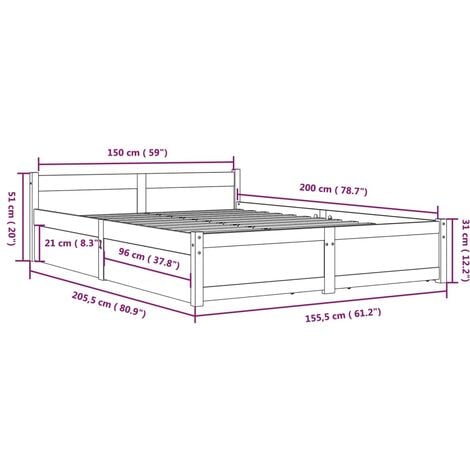 Bed Frame without Mattress with Drawers King Size vidaXL