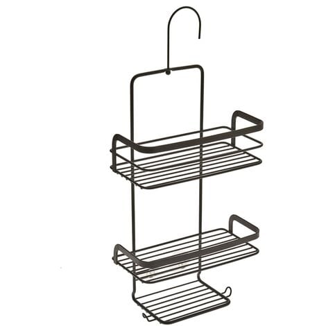 3-tier Douche Rack with Hook Black Metaltex