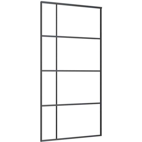 Sliding Door ESG Glass and Aluminium 102.5x205 cm Black vidaXL