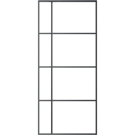 Sliding Door Frosted ESG Glass and Aluminium 90x205 cm Black vidaXL