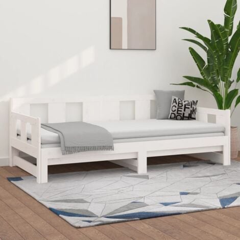Pull-out Day Bed without Mattress White Solid Wood Pine 2x cm vidaXL