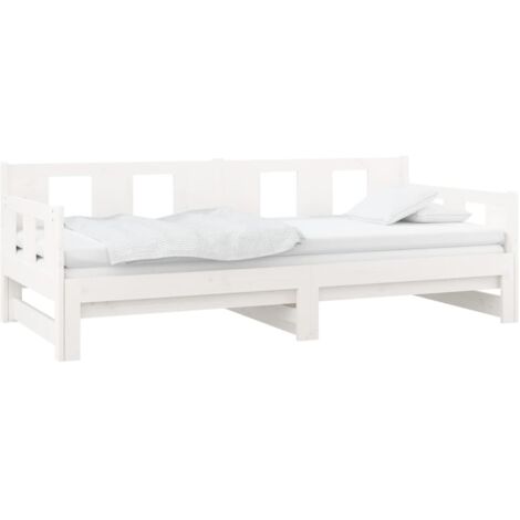 Pull-out Day Bed without Mattress White Solid Wood Pine 2x cm vidaXL